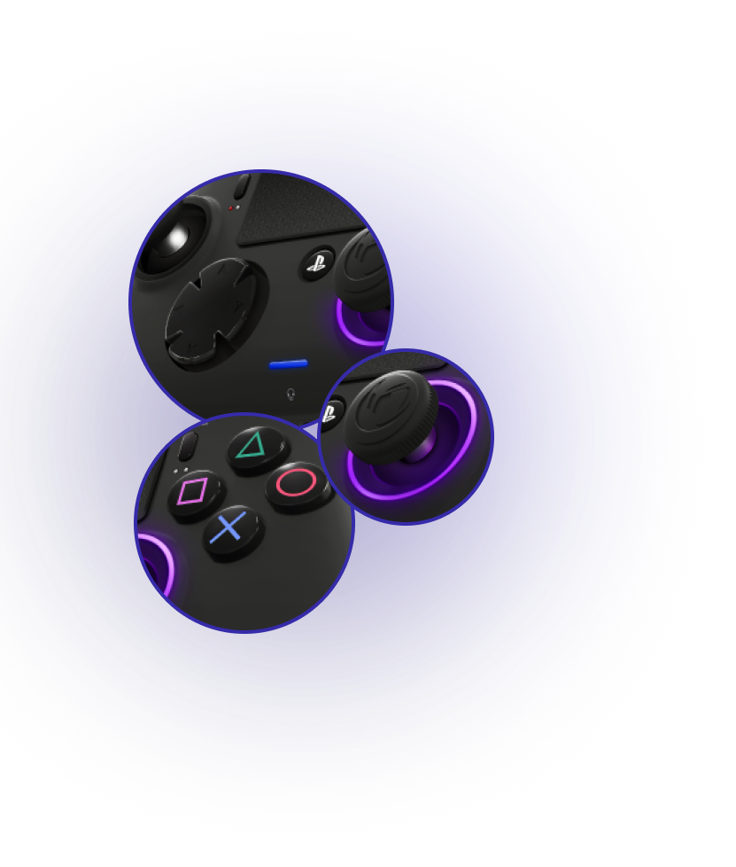 imagens detalhadas do controle preto do PlayStation 4
